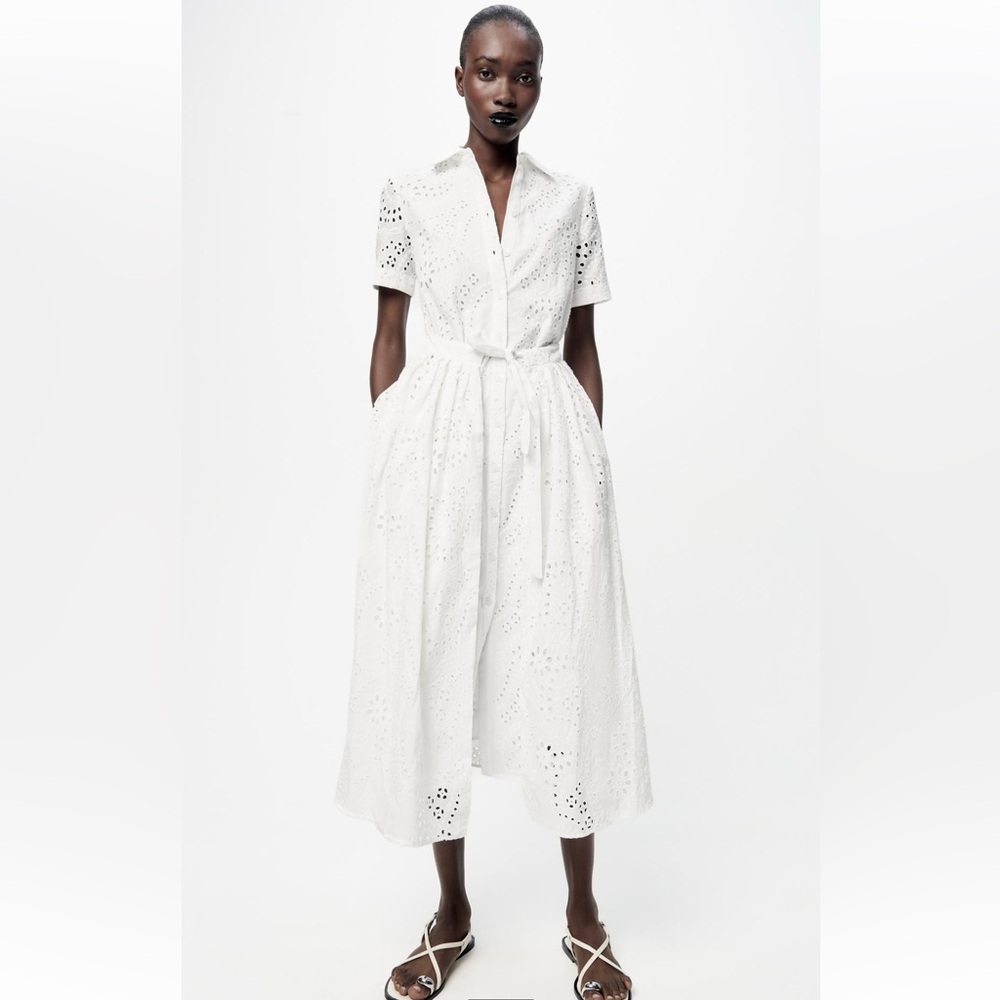 Zara white embroidered shirtdress - new with tags, still in store!